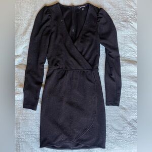 Black Long Sleeved Sparkly Cocktail Dress